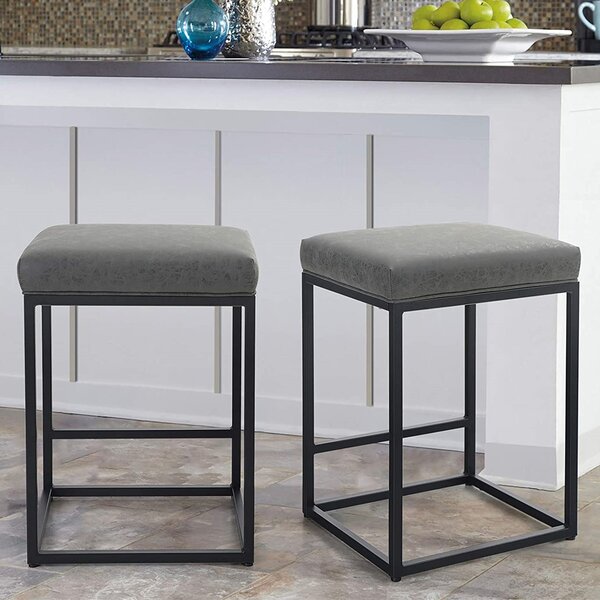 Ebern Designs Jadwiga Upholstered Counter Stool With Metal Frame